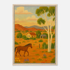 Wood frame 50x70 cm 20x28″ - Outback Horse & Gum Tree Canvas Wall Art - Play By Print