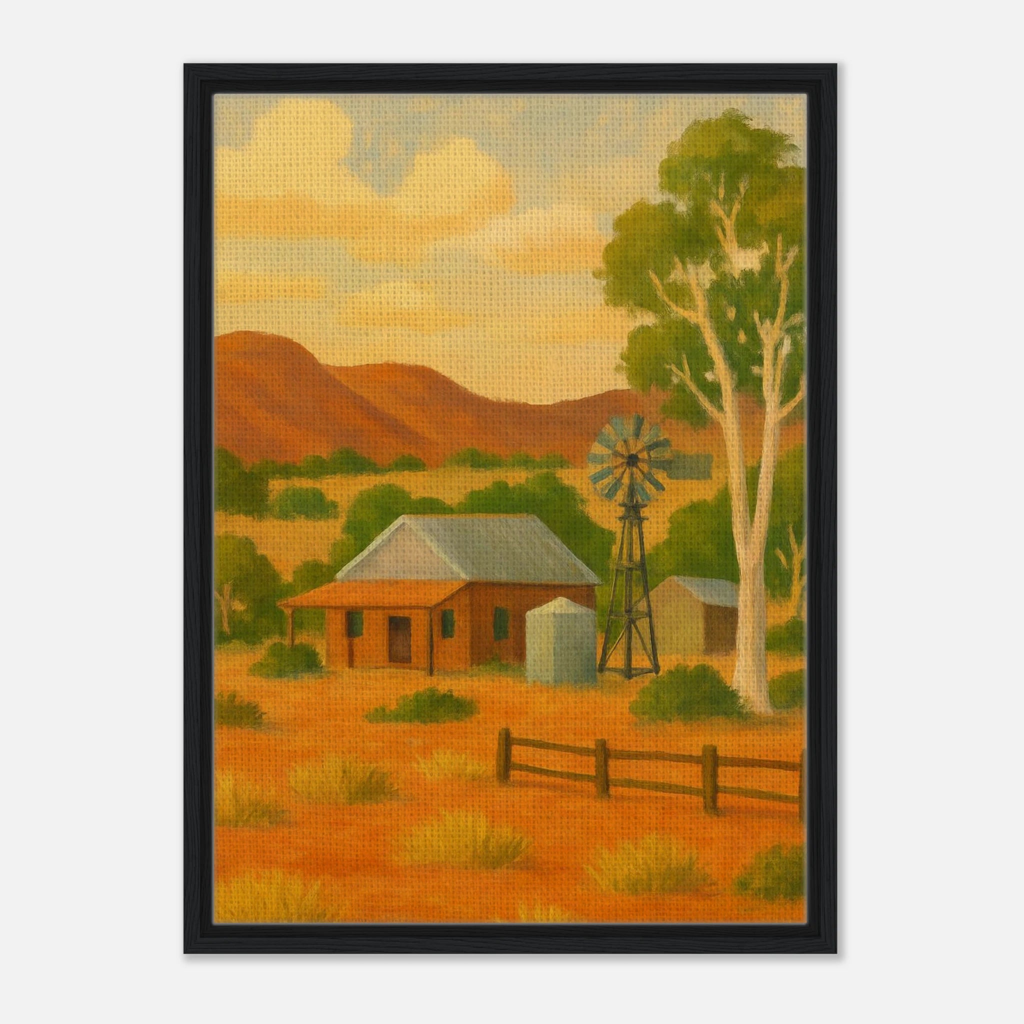 Black frame 50x70 cm 20x28″ - Outback Homestead – Australian Farmhouse Canvas Wall Art - Play By Print