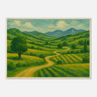 Wood frame A1 (59.4 x 84.1 cm) - “Winding Through Green” | Rolling Hills Countryside Print - Play By Print