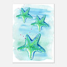 Unframed A3 (29.7 x 42 cm) - Tide Treasures – Watercolour Starfish Art Print 🌟🩵 - Play By Print