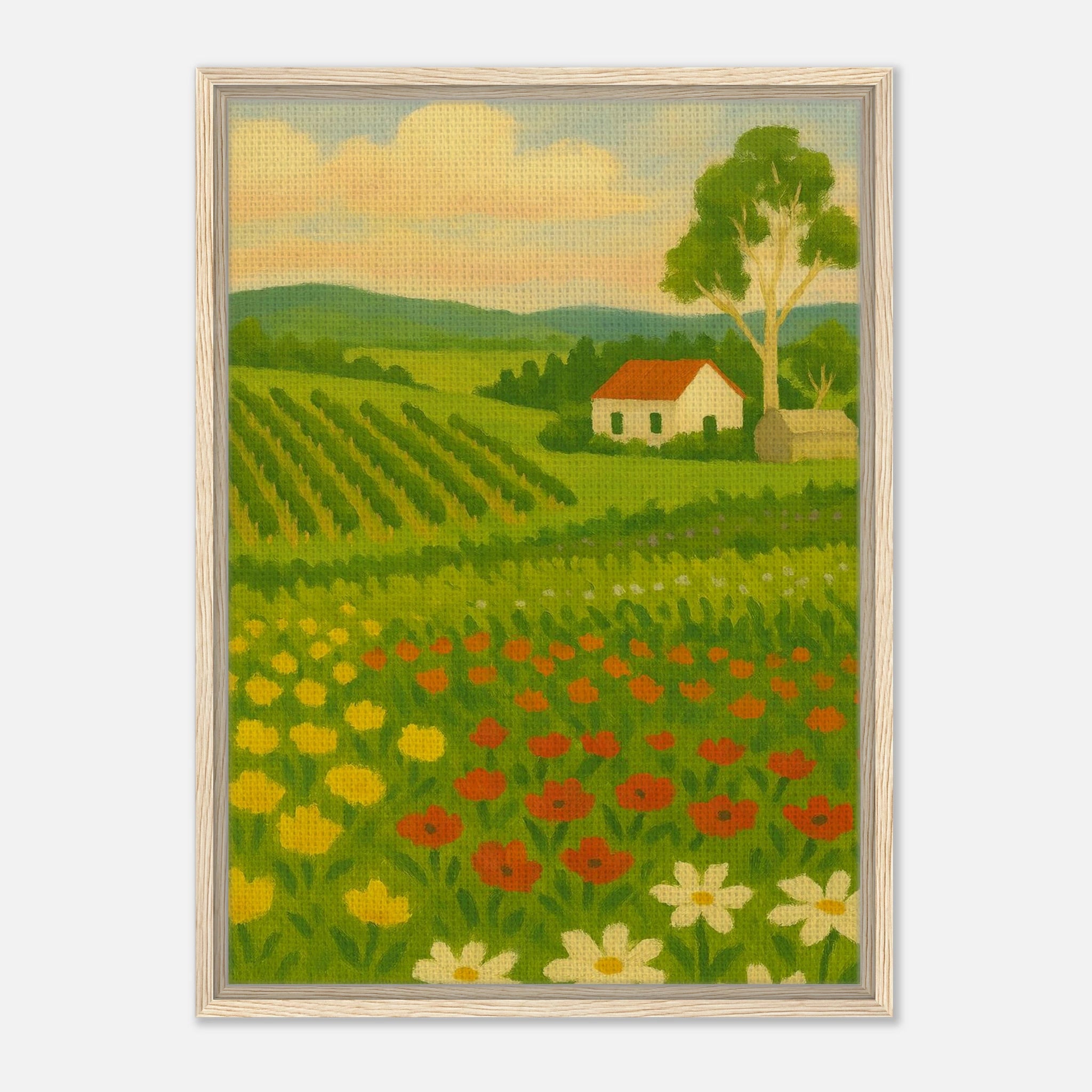 Wood frame 50x70 cm 20x28″ - Vineyard & Wildflowers – Australian Countryside Canvas Wall Art - Play By Print