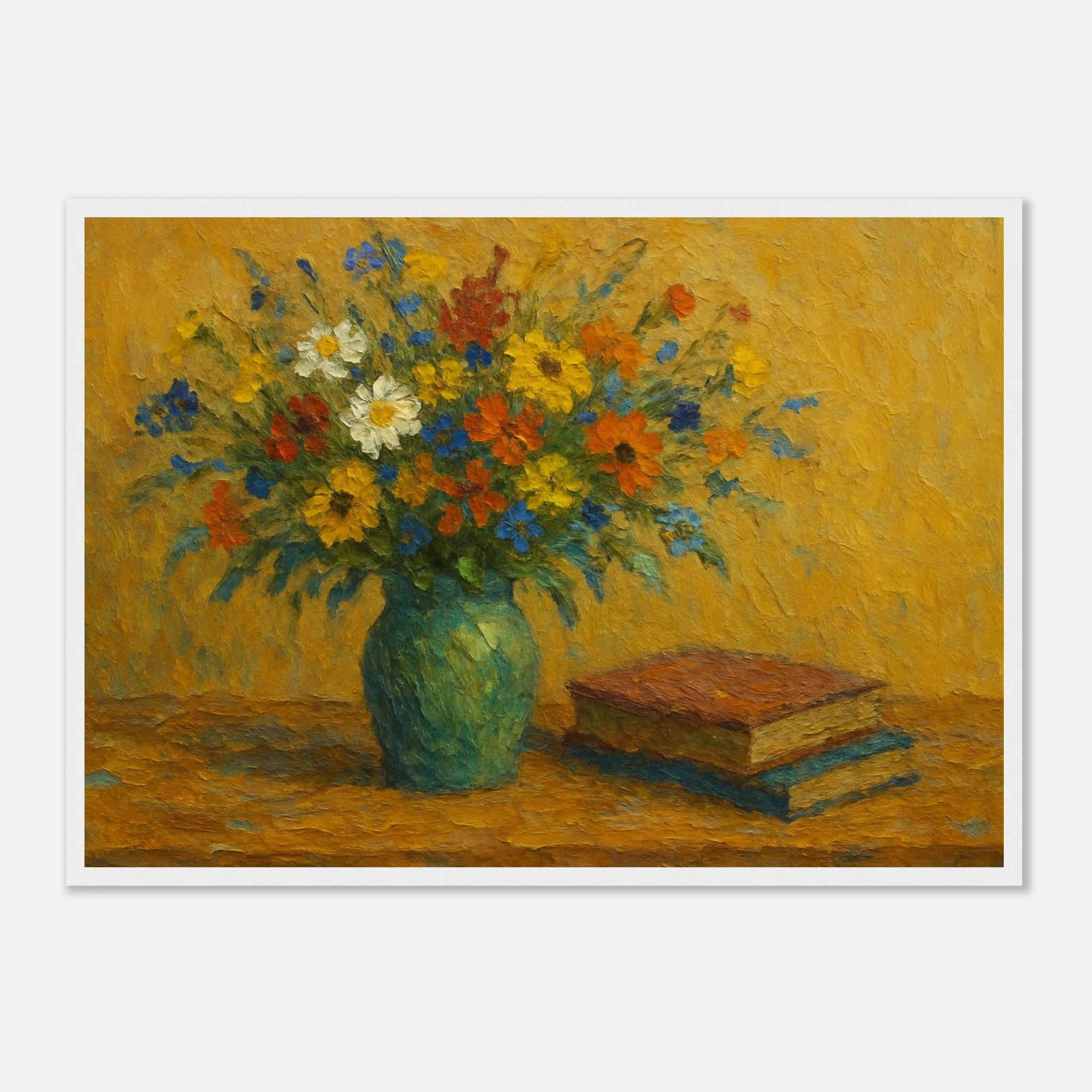 White frame A2 (42 x 59.4 cm) - “Wild Blooms & Well-Worn Pages” | Floral Still Life - Play By Print