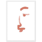 White frame - Bare Expression – Minimalist Abstract Face Print in Terracotta - Daisy