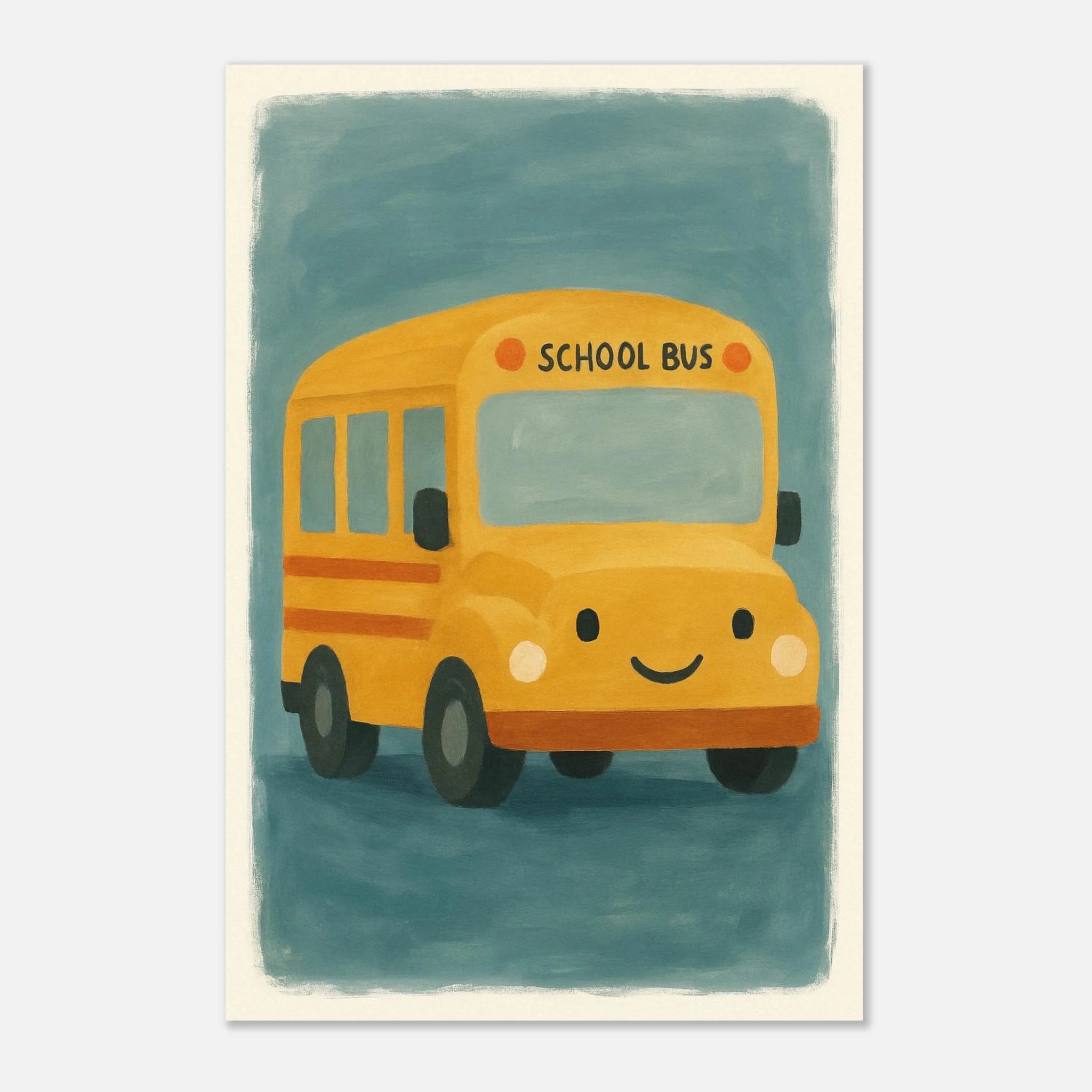 Unframed 40x60 cm 16x24″ - Happy School Bus – Whimsical Nursery Art Print - Play By Print