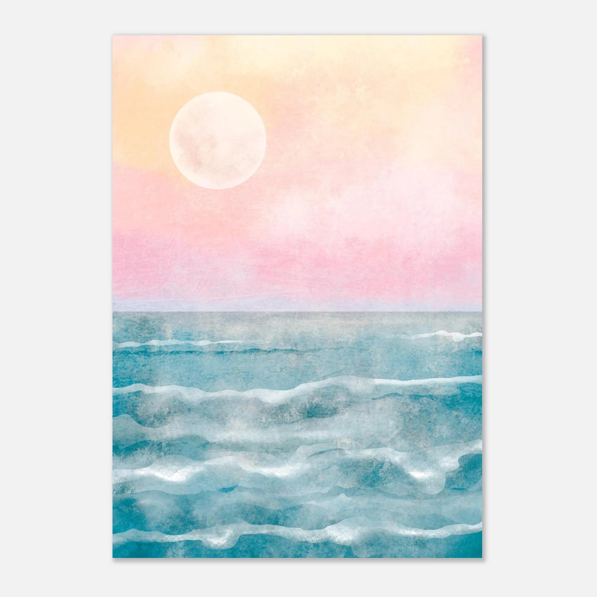 Unframed - Cotton Candy Horizon – Serene Ocean Sunrise Watercolour Print - Daisy