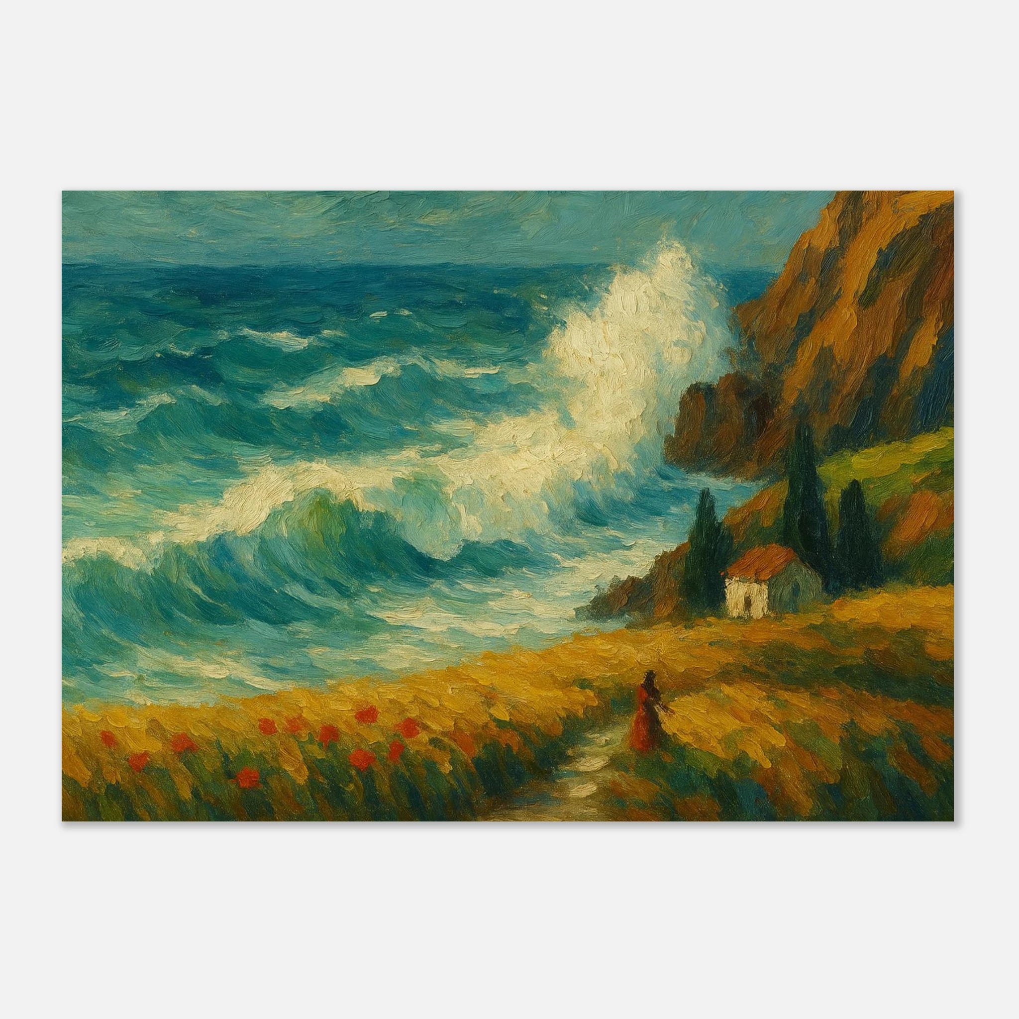 Unframed 21x29.7 cm 8x12" - “Wild Coast” | Dramatic Ocean Wave Painting - Play By Print