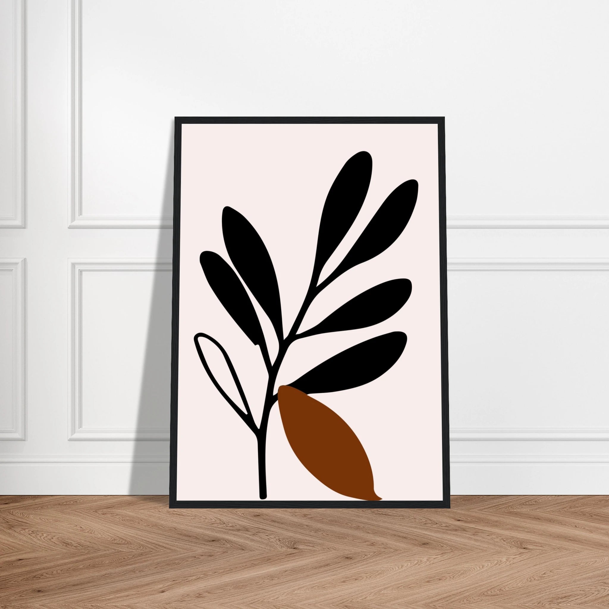 # all-groups - Black Botanical Silhouette with Terracotta Leaf Wall Art - Jerin