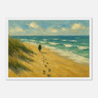 White frame A3 (29.7 x 42 cm) - “Coastal Solitude” | Peaceful Beach Walk - Play By Print
