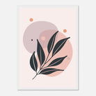 White frame - Muted Blush Leaves Modern Abstract Wall Art - Jerin