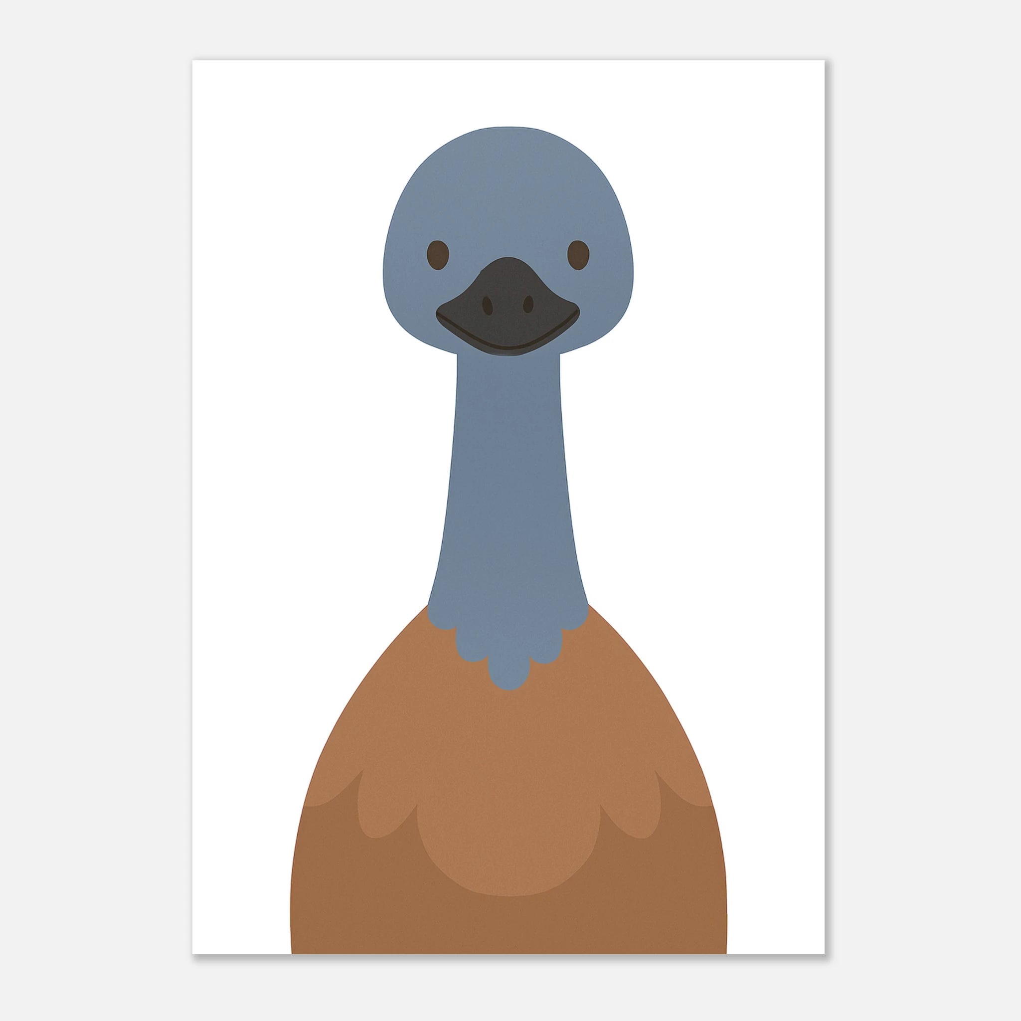 Unframed - Emu – Minimalist Australian Animal Art Print | Native Bird Poster for Nursery or Classroom - Play By Print