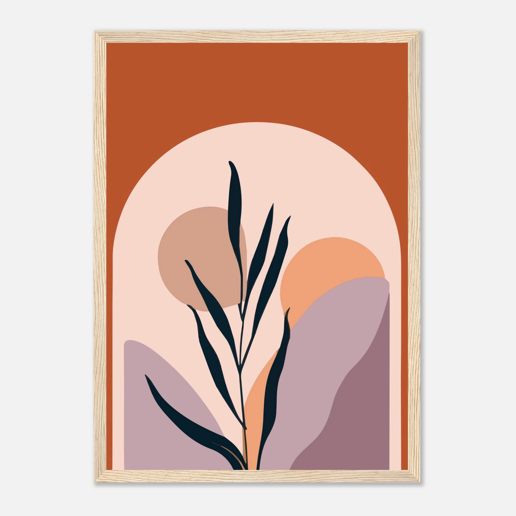 Wood frame A3 (29.7 x 42 cm) - Botanic Sunrise Modern Abstract Wall Art - Jerin