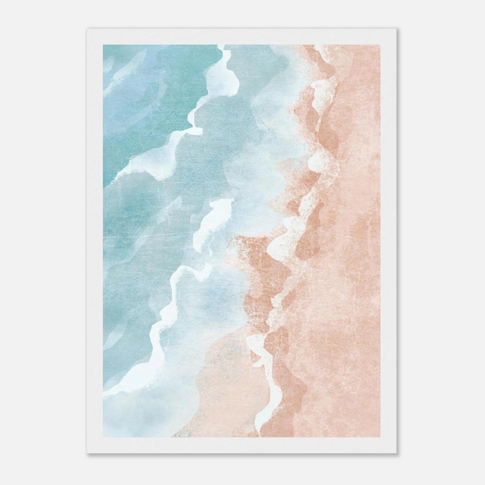 White frame - Pastel Shoreline – Soft Coastal Abstract Watercolour Art Print - Daisy