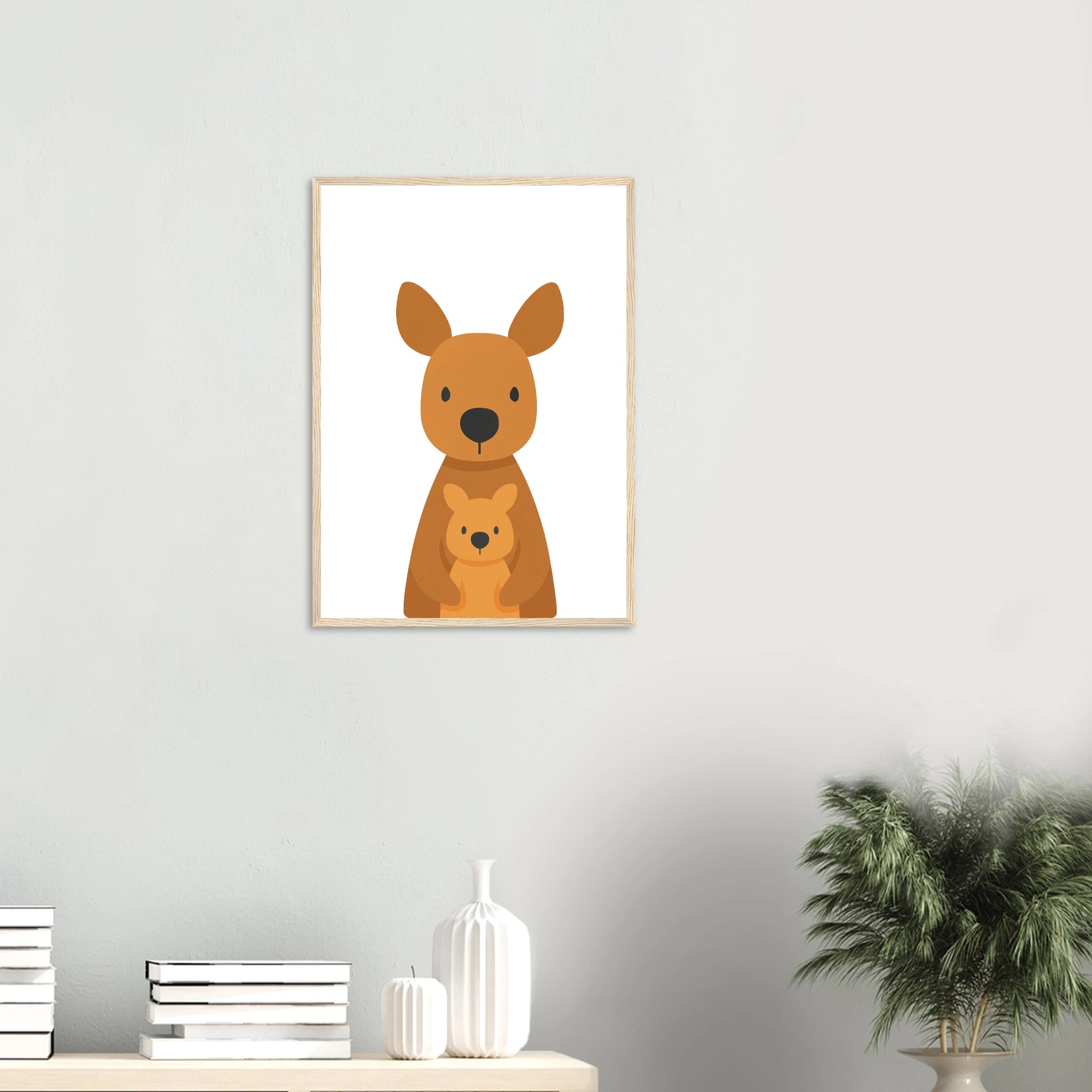 # all-groups - Kangaroo with Joey – Minimalist Australian Animal Art Print | Nursery or Nature-Themed Poster - Play By Print