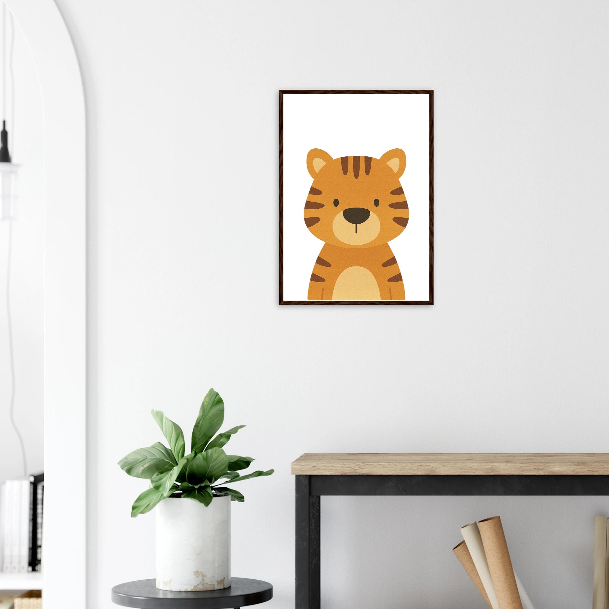 # all-groups - Tiger – Minimalist Jungle Animal Art Print | Safari Nursery or Kids’ Room Poster - Play By Print