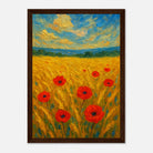 Dark wood frame 21x29.7 cm 8x12" - Golden Poppy Field Print | Vibrant Impressionist Landscape - Play By Print