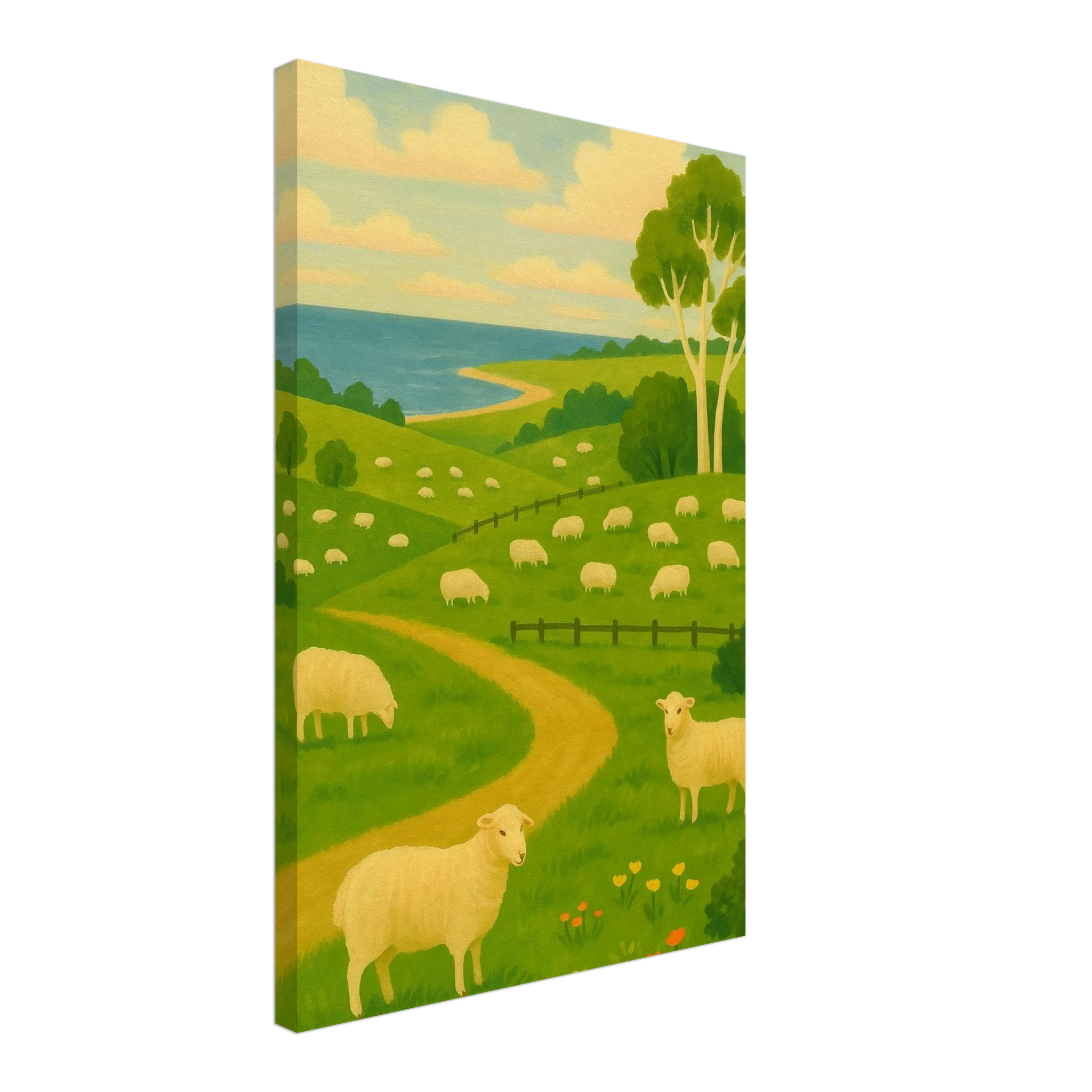 Canvas 40x60 cm 16x24″ - Coastal Sheep Meadow – Australian Pasture Canvas Wall Art - Play By Print