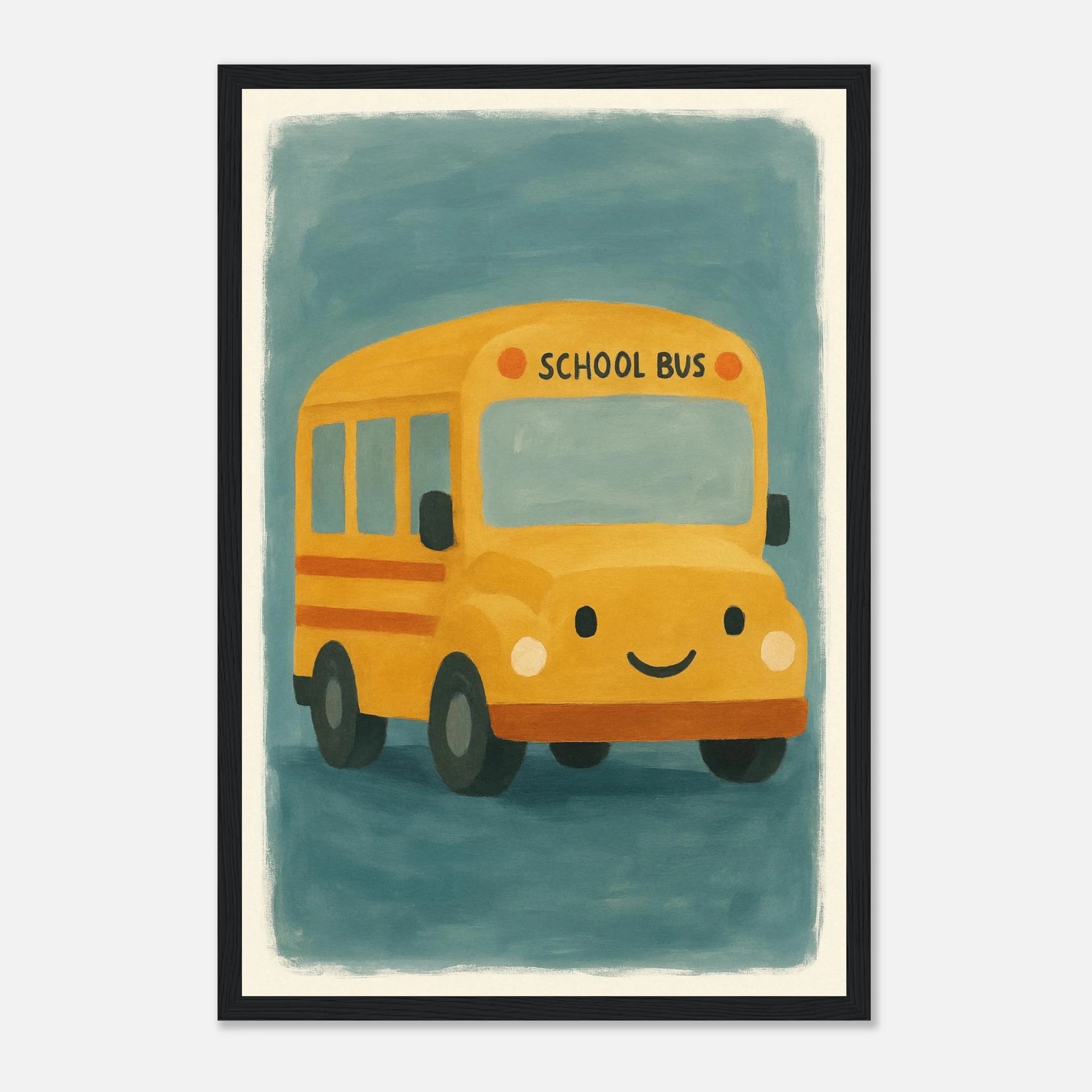 Black frame 30x45 cm 12x18″ - Happy School Bus – Whimsical Nursery Art Print - Play By Print