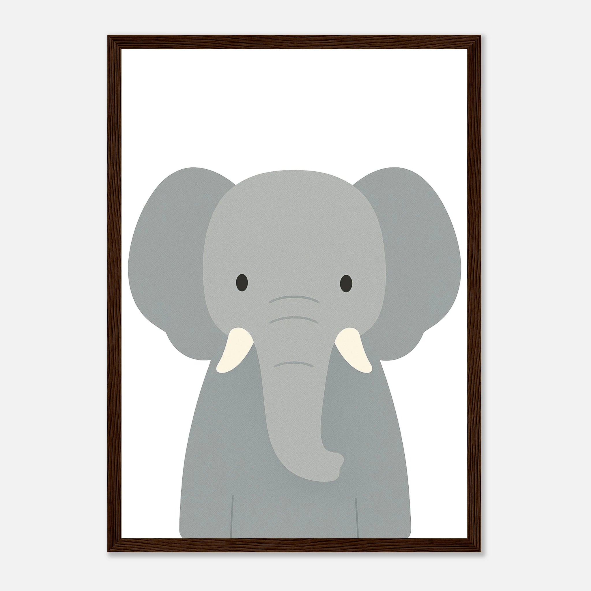 Dark wood frame - Elephant – Minimalist Animal Art Print | Modern Nursery or Safari-Themed Poster - Play By Print