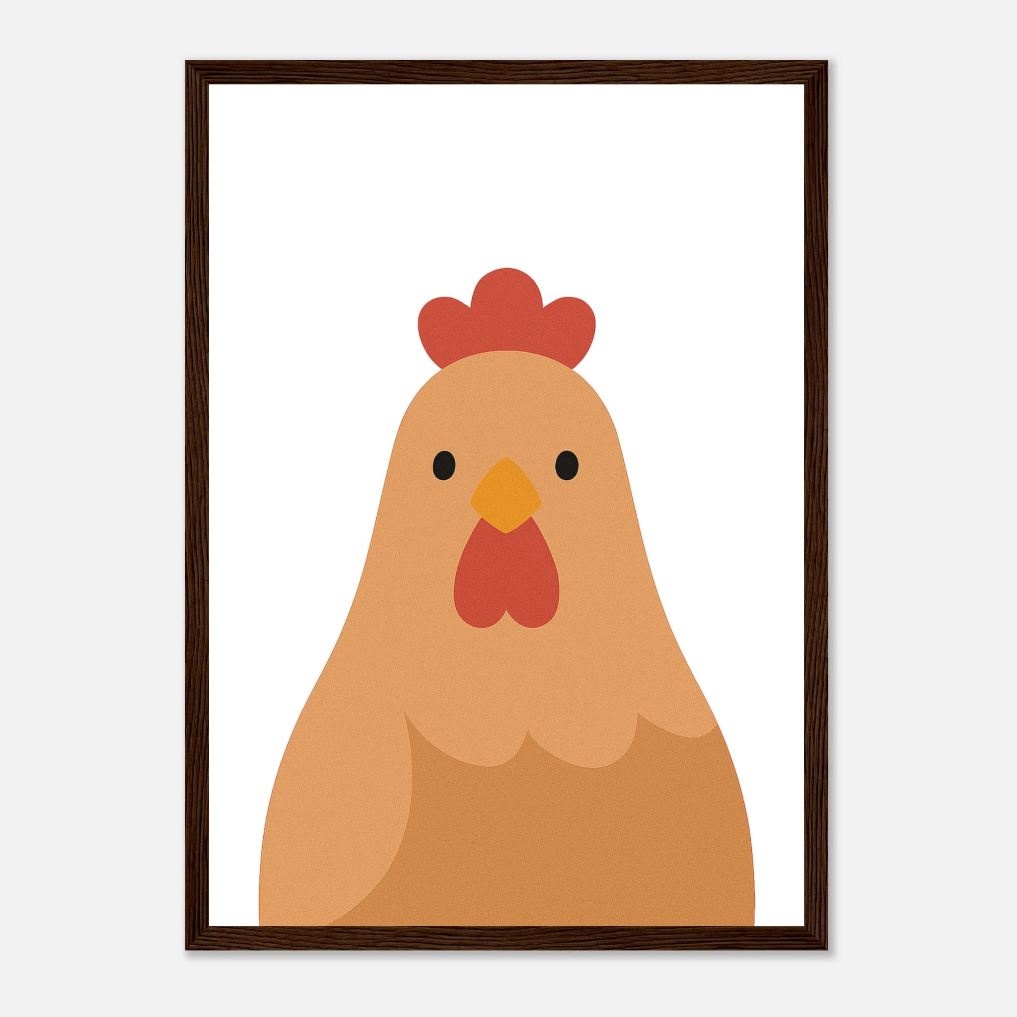 Dark wood frame - Chicken Nursery Print – Farm Animal Wall Art for Kids - Play By Print
