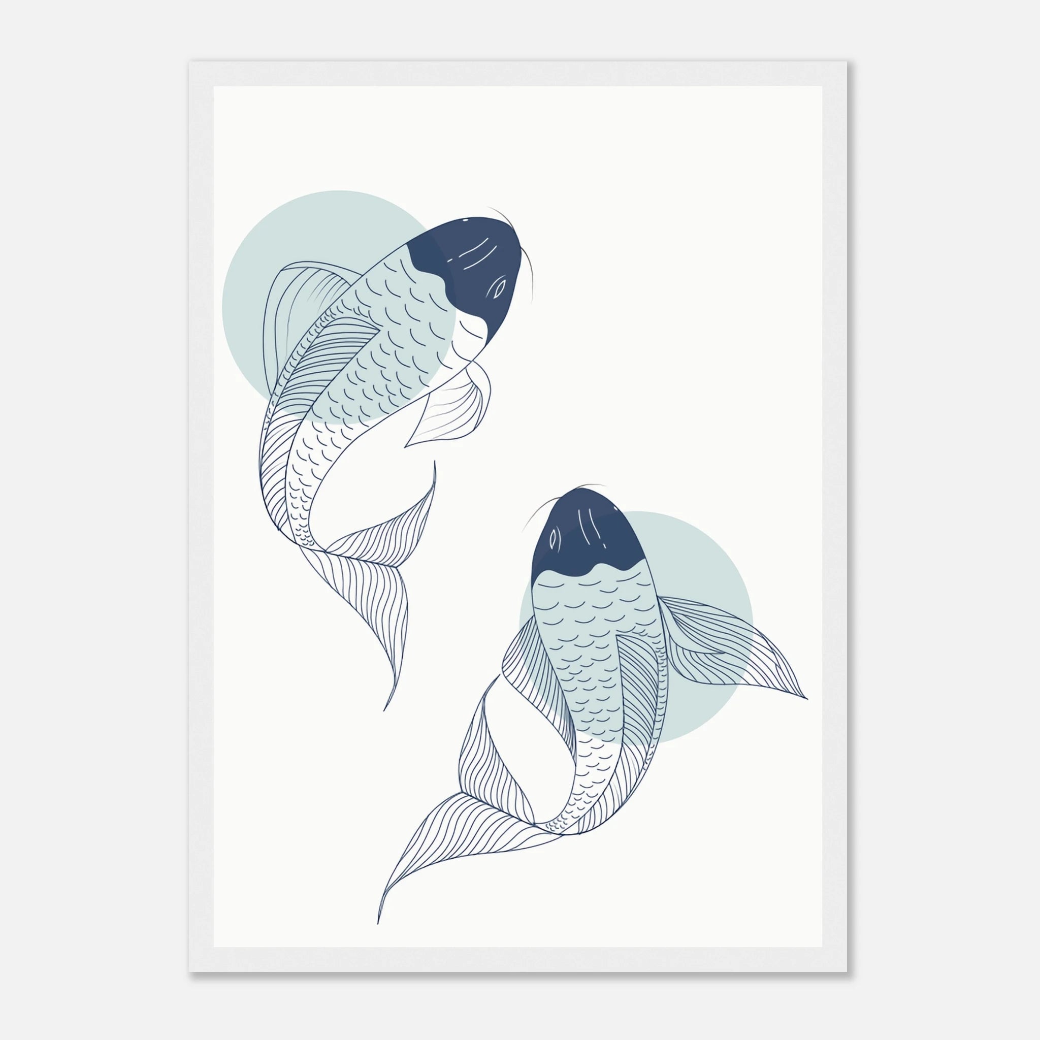 White frame - Minimalist Koi Fish Art Print - Jerin