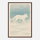 Dark wood frame 40x60 cm 16x24″ - Silent Steps – Arctic Fox in Snow Wall Art Print - Play By Print