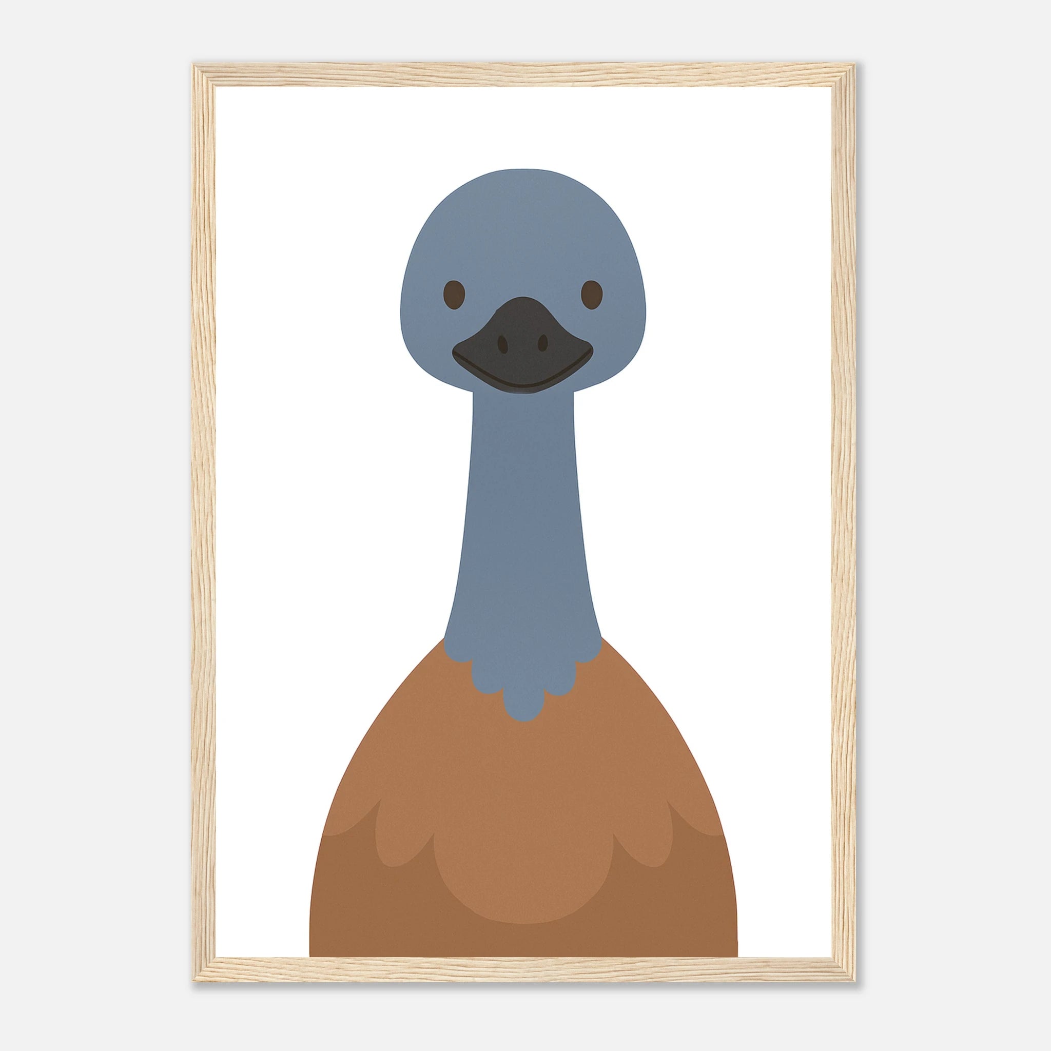 Wood frame - Emu – Minimalist Australian Animal Art Print | Native Bird Poster for Nursery or Classroom - Play By Print
