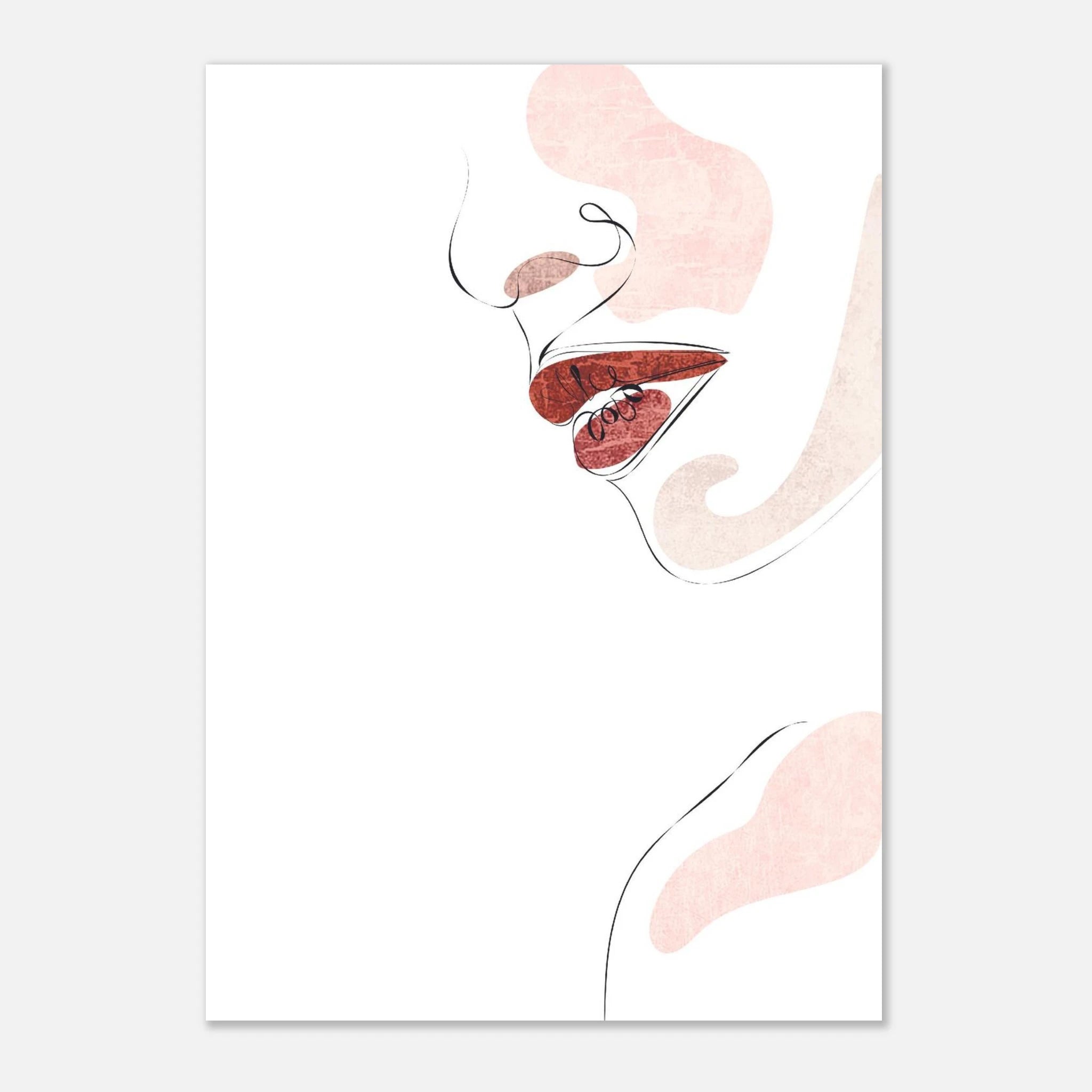 Unframed - Bite Me – Minimal Lips & Cherry Line Art Print - Play By Print
