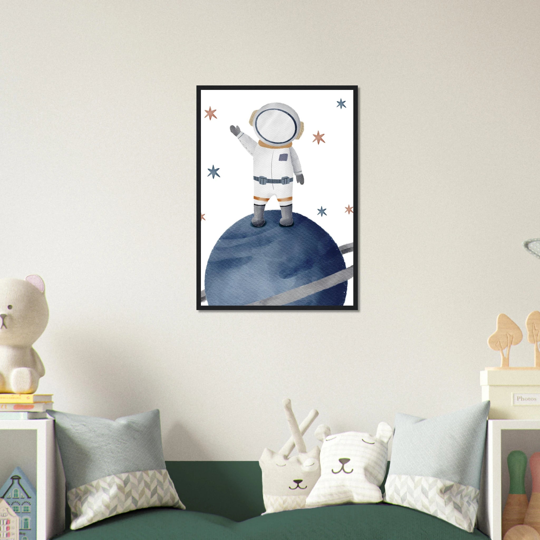 # all-groups - Watercolour Astronaut Standing on Planet Wall Art - Olga