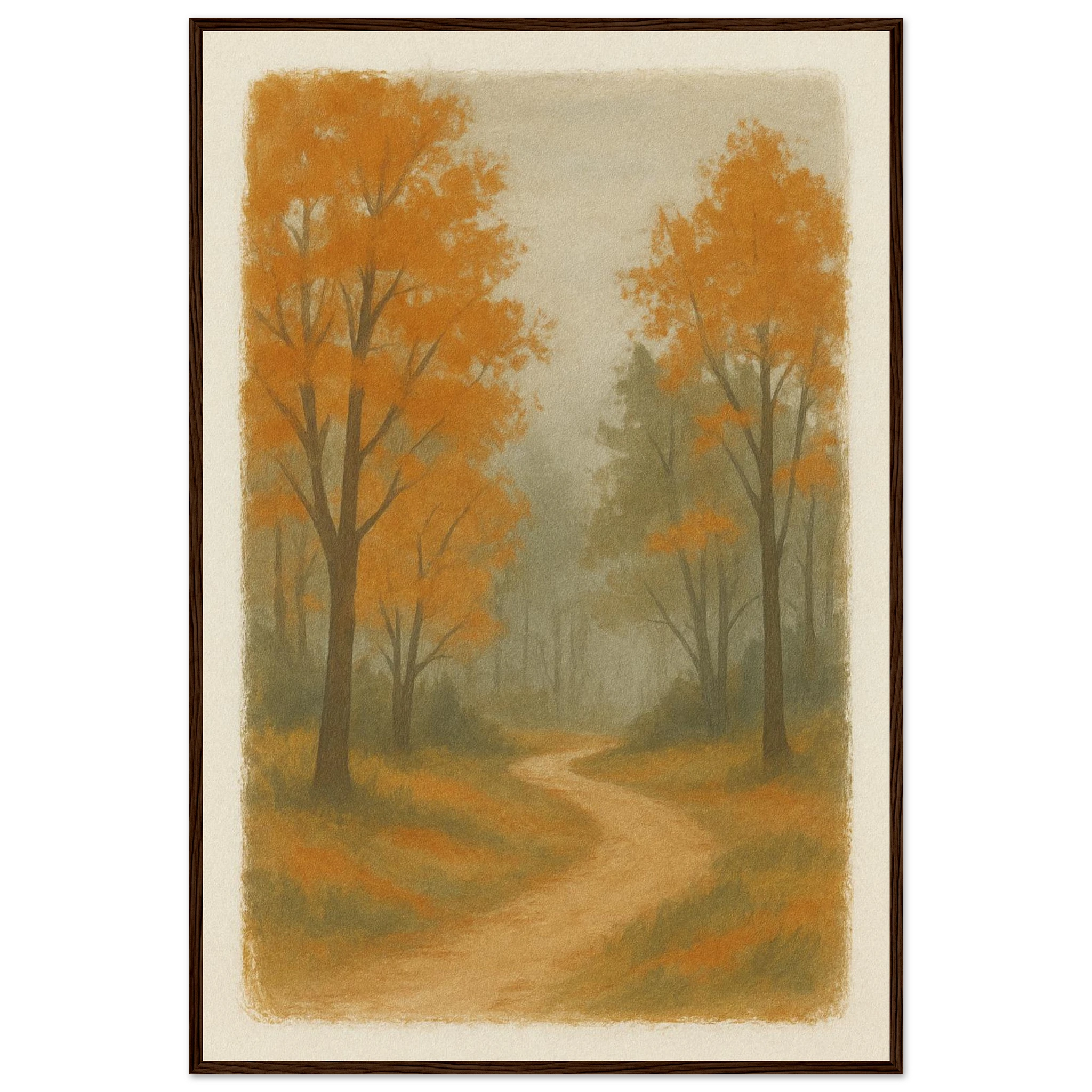 - Whispering Path – Misty Autumn Forest Wall Art Print - Play By Print