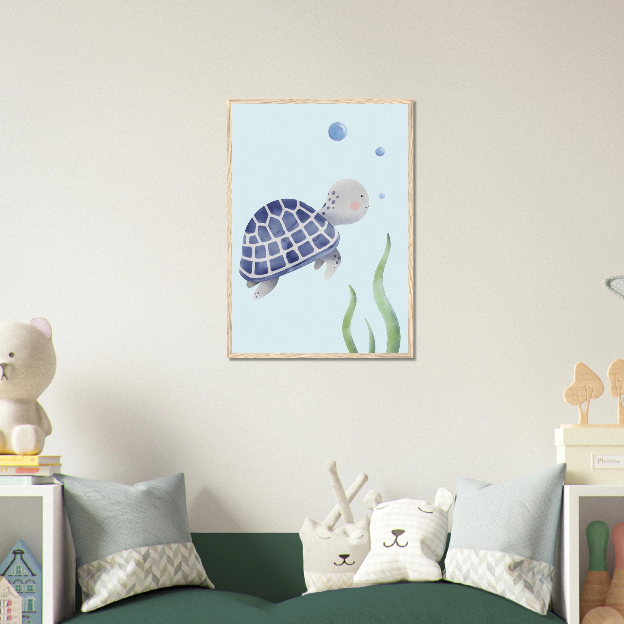 # all-groups - Blue Sea Turtle Nursery Print | Watercolour Ocean Animal Wall Art for Kids - Iris