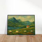 # all-groups - Hillside Haze – Countryside Sheep & Cottage Wall Art Print - Play By Print
