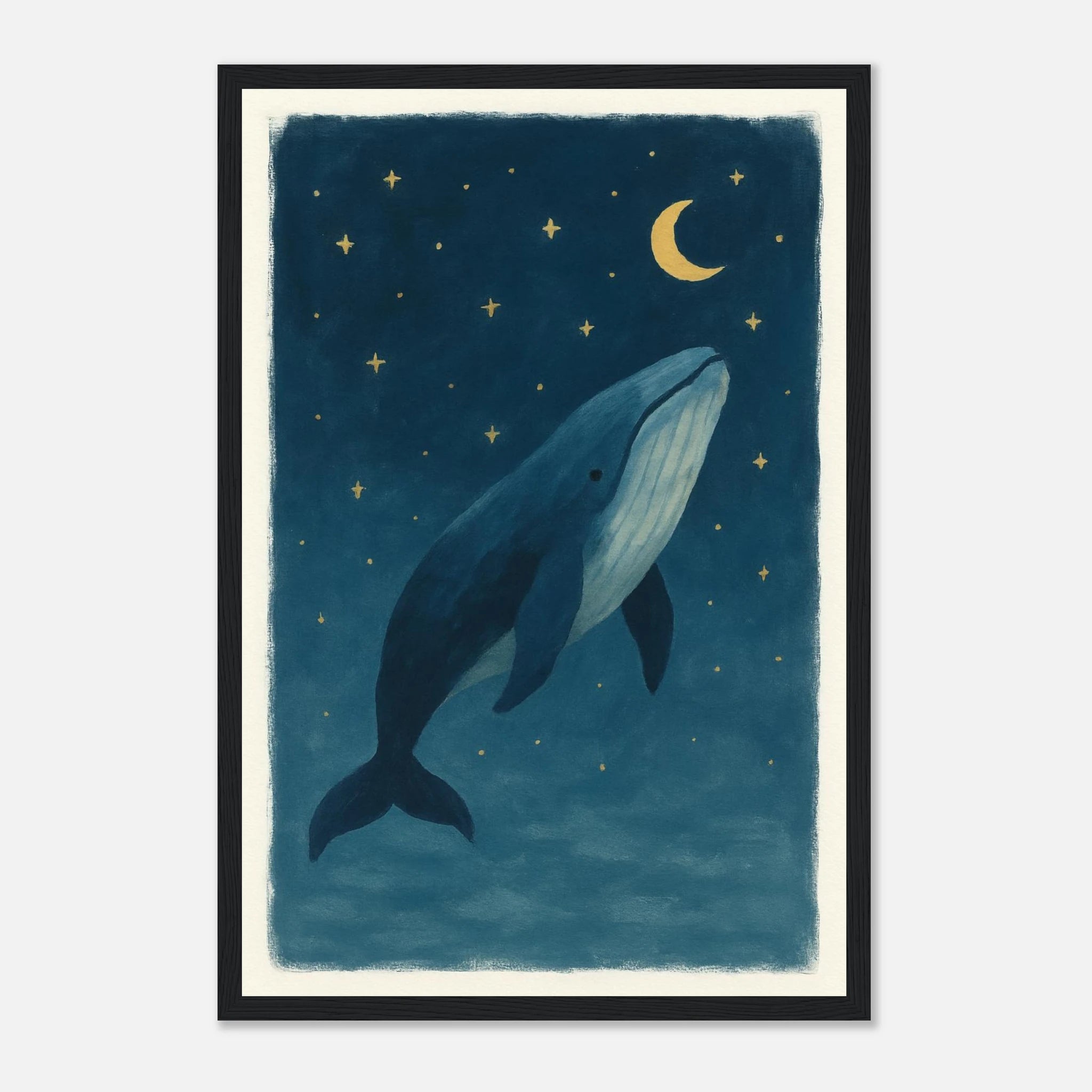 Black frame 30x45 cm 12x18″ - Whale Wishes Under the Moon – Magical Nursery Art Print - Play By Print