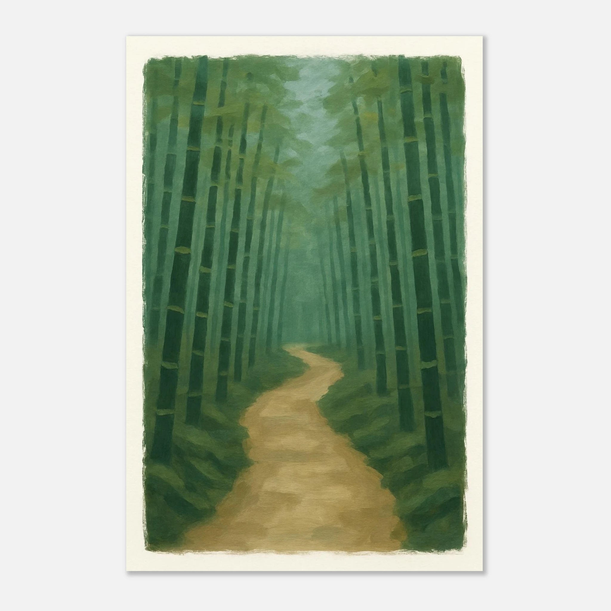 Unframed 60x90 cm 24x36″ - Bamboo Forest Path – Gouache Landscape Art Print - Play By Print