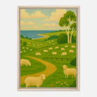Wood frame 50x70 cm 20x28″ - Coastal Sheep Meadow – Australian Pasture Canvas Wall Art - Play By Print