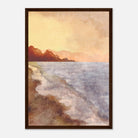 Dark wood frame - Golden Coastline – Watercolour Sunset Seascape Art Print - Daisy