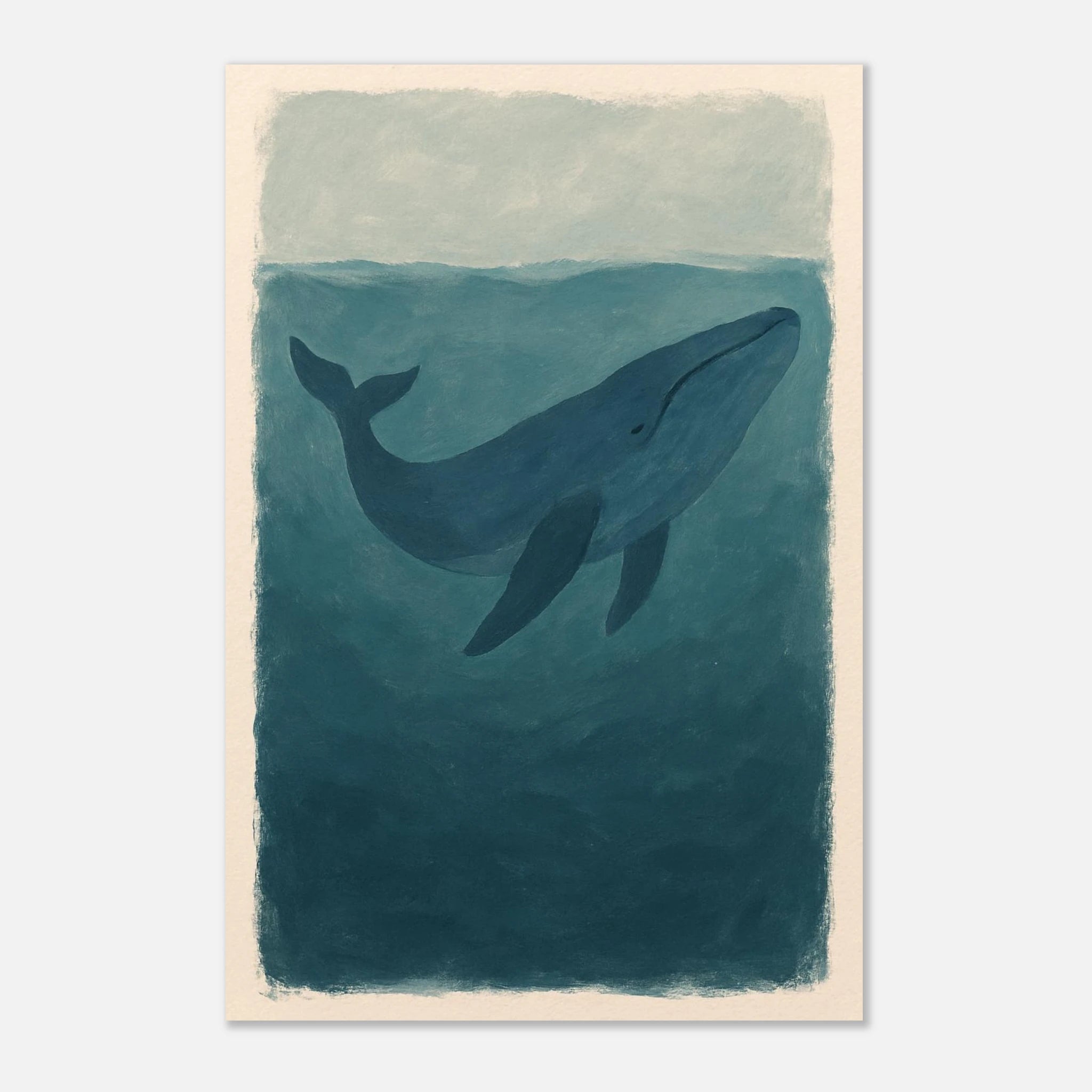 Unframed 40x60 cm 16x24″ - Blue Whale – Gouache-Style Art Print - Play By Print