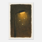 White frame 40x60 cm 16x24″ - Moths at the Lamp – Gouache-Style Art Print - Play By Print