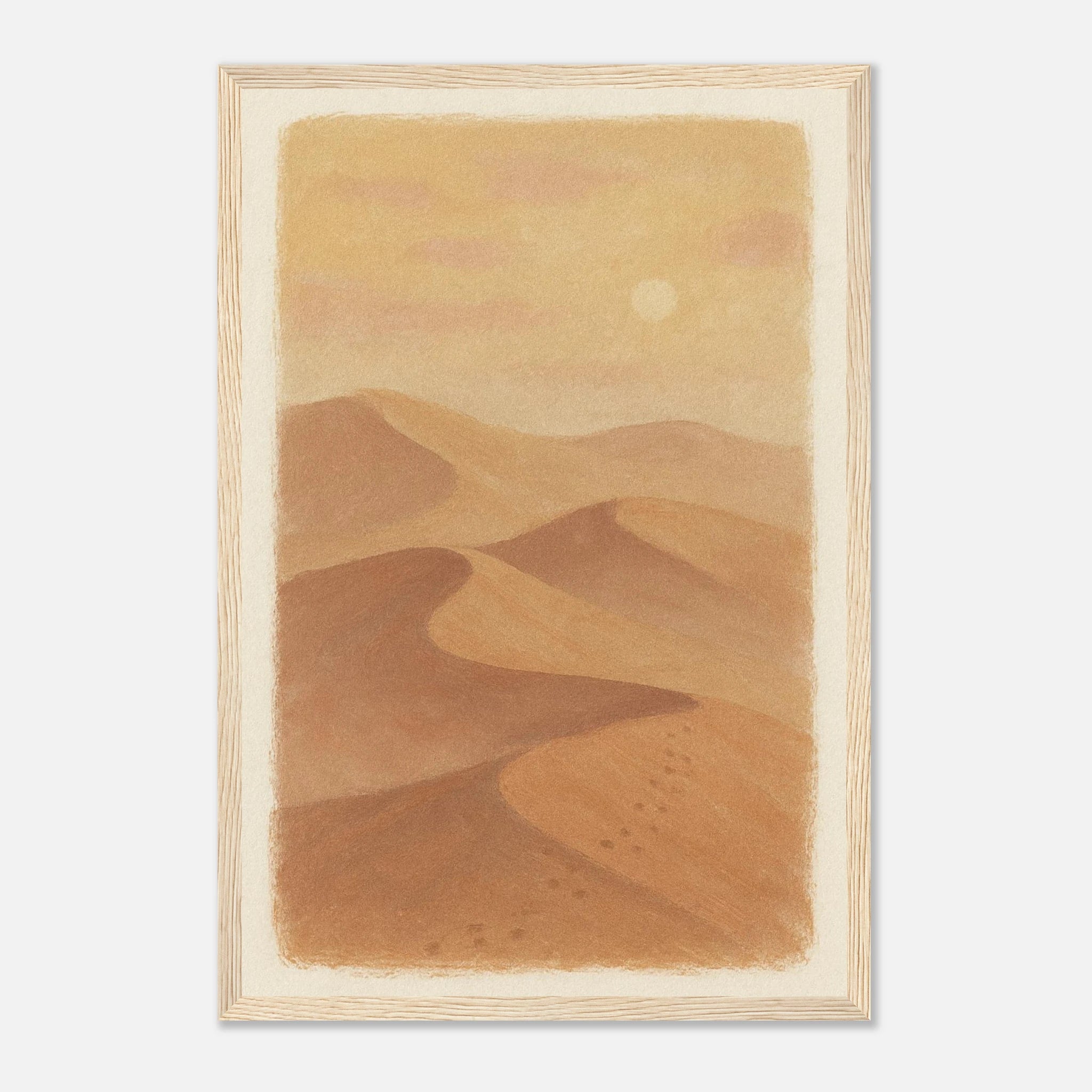 Wood frame 30x45 cm 12x18″ - Golden Haze – Soft Desert Dunes Wall Art Print - Play By Print