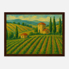 Dark wood frame 21x29.7 cm 8x12" - Tuscan Serenity – Golden Vineyard Landscape Wall Art Print - Play By Print