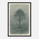 Black frame 30x45 cm 12x18″ - Misty Monochrome Tree – Minimalist Landscape Art Print - Play By Print
