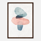 Dark wood frame - Balancing Act – Minimalist Abstract Stone Stack Print in Blue & Blush - Daisy