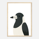 Wood frame - Magpie – Minimalist Australian Bird Art Print | Native Wildlife Poster for Home or Classroom - Play By Print