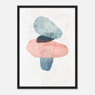 Black frame - Balancing Act – Minimalist Abstract Stone Stack Print in Blue & Blush - Daisy
