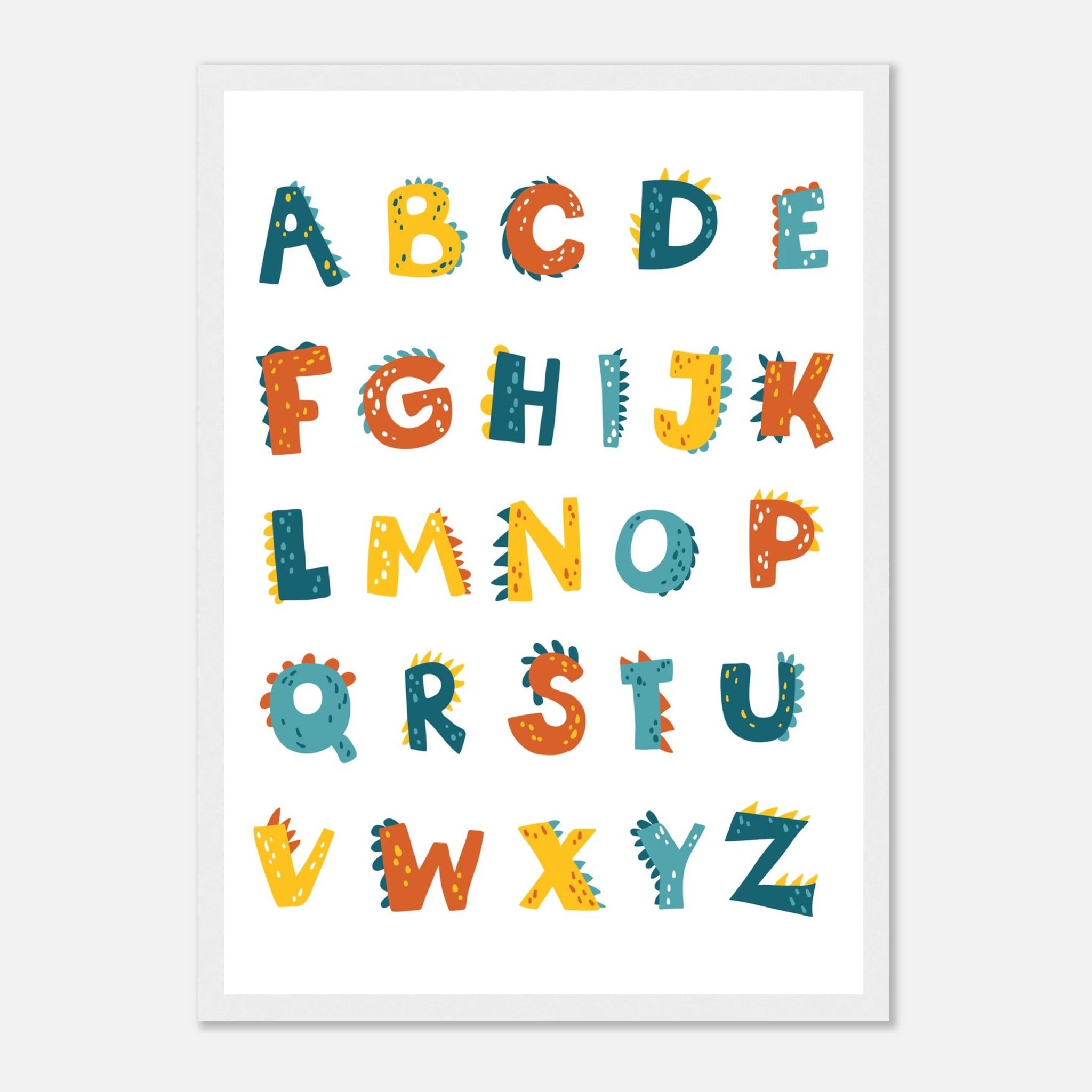 White frame - Dinosaur Alphabet Poster | A–Z Dino-Themed ABC Print for Kids - CDT
