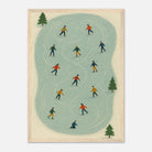 Wood frame A3 (29.7 x 42 cm) - Winter Ice Skating Print | Whimsical Folk Art Style - Play By Print