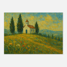 Unframed A3 (29.7 x 42 cm) - “Chapel on the Hill” | Countryside Church Landscape Print - Play By Print
