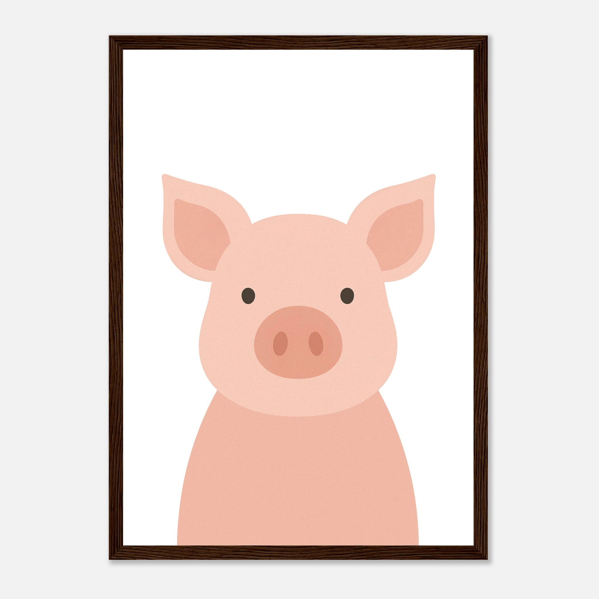 Dark wood frame - Pig – Minimalist Farm Animal Art Print - Play By Print