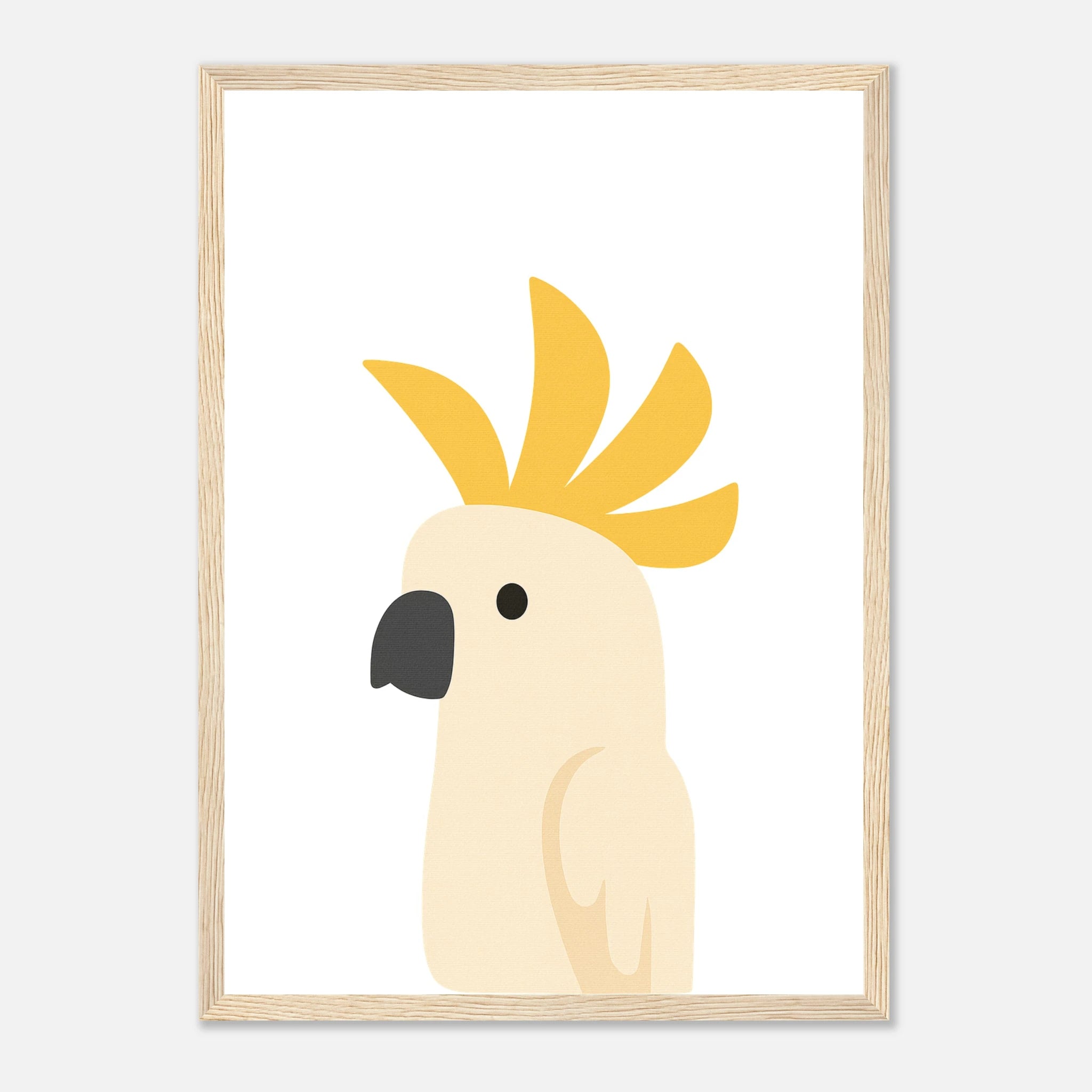 Wood frame - Cockatoo – Minimalist Bird Art Print | Australian Animal Poster for Nursery or Home - Play By Print