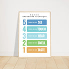 # all-groups - 5-4-3-2-1 Grounding Technique Poster | Mindfulness & Anxiety Support for Kids - Elena