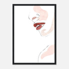 Black frame - Bite Me – Minimal Lips & Cherry Line Art Print - Play By Print